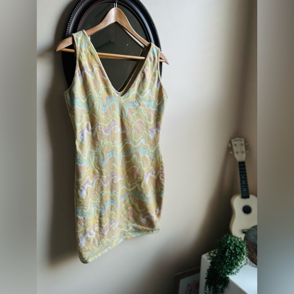 Funky color wave deep v dress M/L target